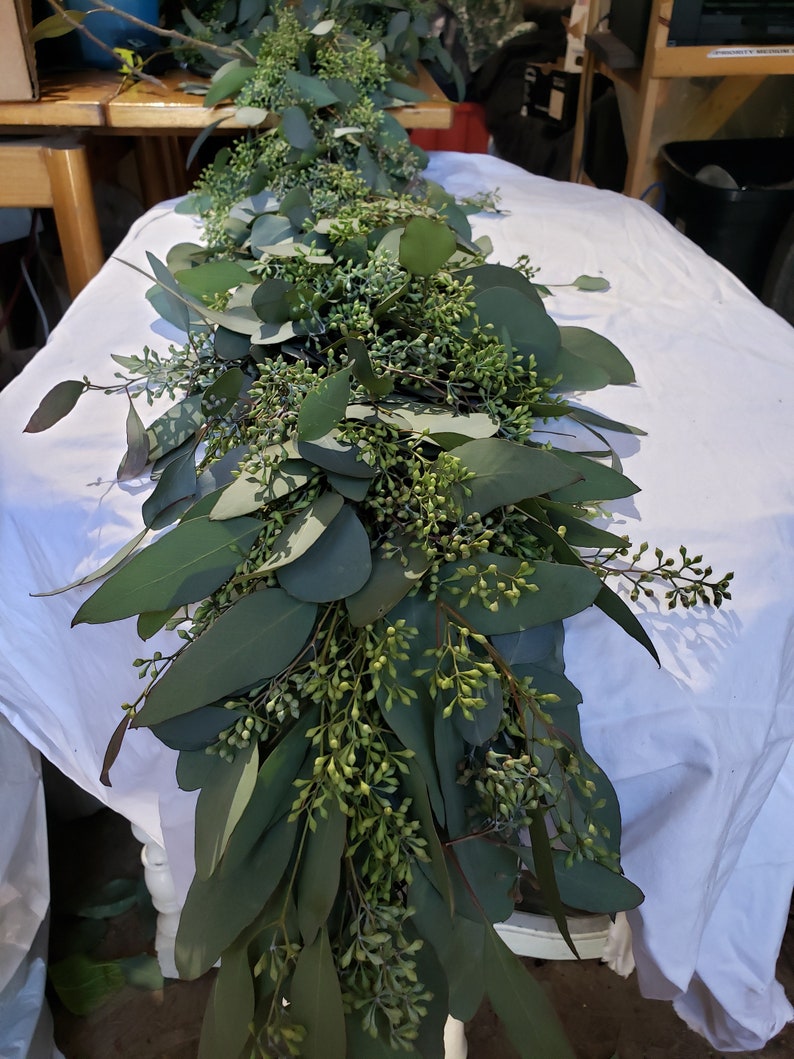 Fresh Eucalyptus Garland or Table Runner with Seeded Silver Etsy