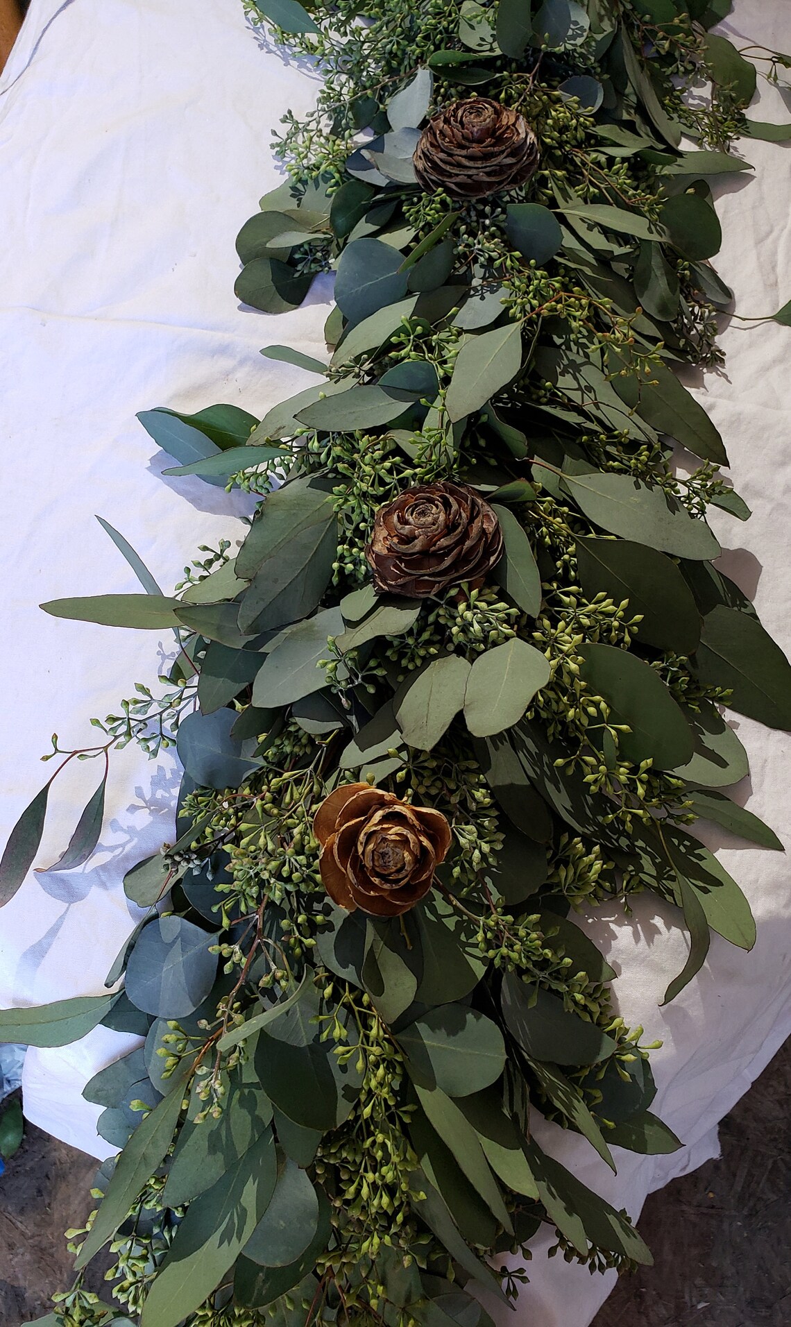 Fresh Eucalyptus Garland or Table Runner with Seeded Silver Etsy
