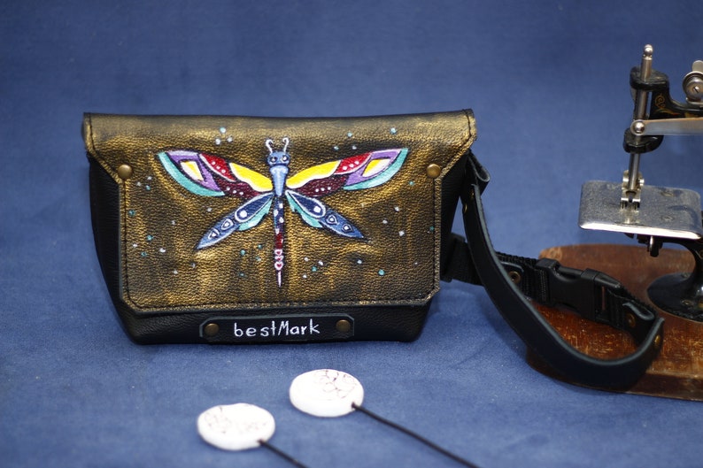 Painted Wallet Art Leather Belt Personalized Gifts Hand Painted Leather Waist bag for Woman Artwork