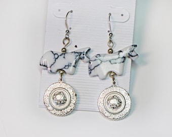 Wild Horse Jasper Concho Earrings: Western Cowgirl Jewelry