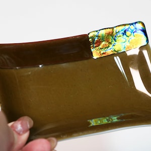 Decorative Dish, Small Platter, Soap Dish, Fused Glass, Contemporary Glass Soap Dish, Browns Dish