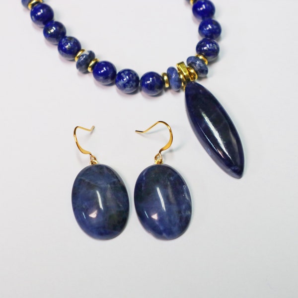 Lapis Necklace, Lapis Earrings, Blue Jewelry, Cowgirl Jewelry, Lapis Jewelry, Blue Lapis Jewelry, Western Jewelry, Blue sodalite beads