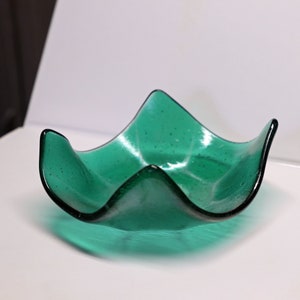 Iridescent Green Fused Glass Dish, Candle Holder, Glass Plate, Decorative Serving Tray, Handmade Glass Dish Bright Multi Color