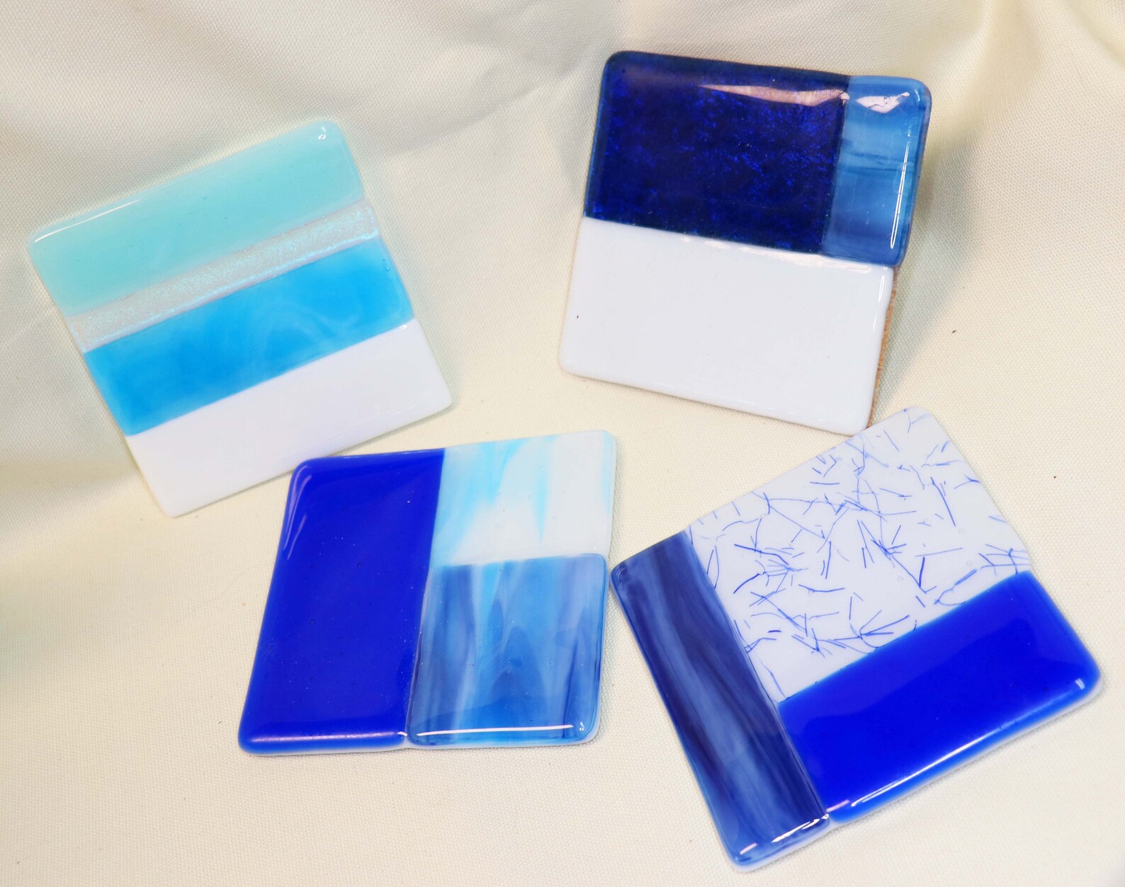 Blue Coaster Set of 4 Fused Glass Etsy