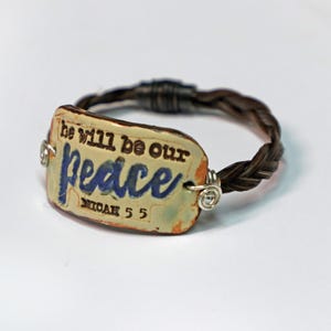 Pulsera de crin de caballo de la paz, pulsera vaquera, crin trenzada, pulsera de crin de caballo alazán oscuro, joyería religiosa, joyería occidental