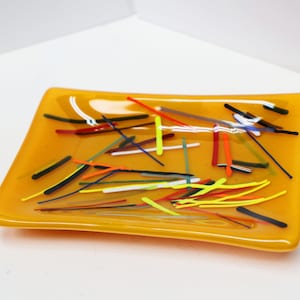 Handmade Fused Glass Dish: Striped Soap Dish, Small Platter