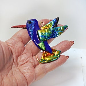 Hummingbird, Fused Glass Hummingbird, Hummingbird Gift, Hummingbird Ornament, Bird Lover, Garden Gift, Hanging Hummingbird, Dichroic Glass