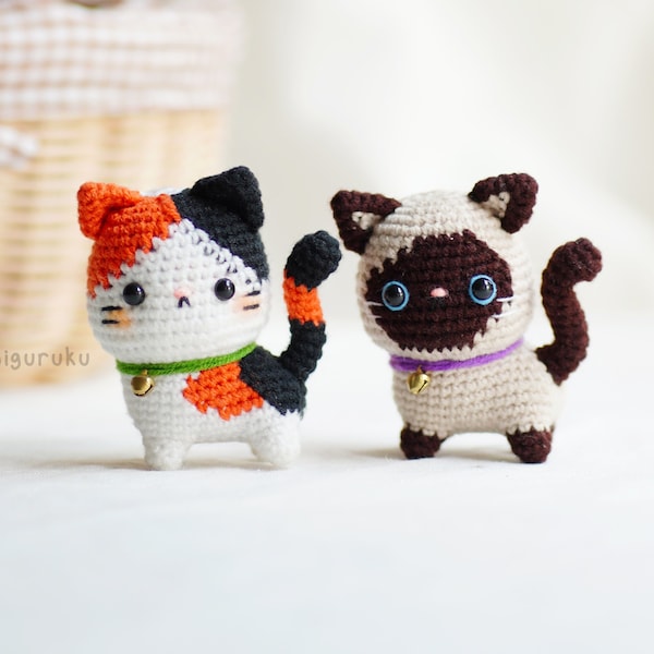 Crochet Pattern of Calico and Siamese Cat Amigurumi - Cat Series (PDF)