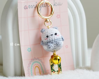Porte-clés Amigurumi au crochet, mélange mignon ours gris blanc (porte-clés réels)