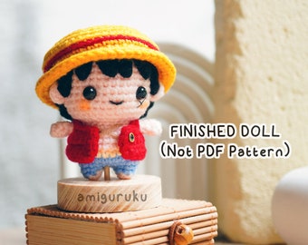 Finished Doll of cute Little Boy with Straw Hat crochet amigurumi plush