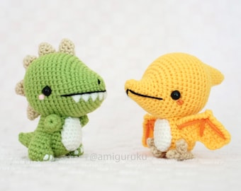 Crochet Pattern of Cute Dinosaurs T-Rex and Pterodactyl Amigurumi (PDF)