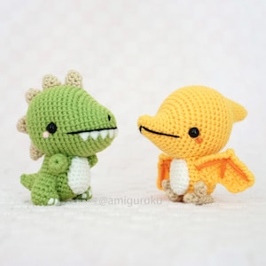 Crochet Pattern of Cute Dinosaurs T-Rex and Pterodactyl Amigurumi (PDF)