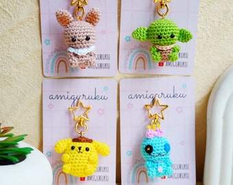 Mini porte-clés Amigurumi au crochet Monster Series - Eeviée - Baby Yooda - Pureen - Scrumpie