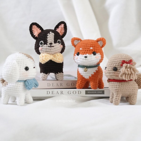 DOGGY SET 4in1 (Bundle) Crochet Pattern of Cute Puppies Poodle Shiba Inu Beagle Terrier Amigurumi (PDF)