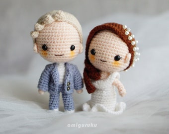 Crochet Pattern of Edward & Elena the Wedding Couple Amigurumi/ Plushie Doll/ Bagcharm (PDF)