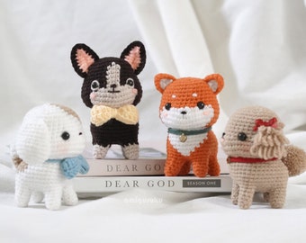 DOGGY SET 4in1 (Bundle) Crochet Pattern of Cute Puppies Poodle Shiba Inu Beagle Terrier Amigurumi (PDF)