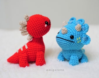 Crochet Pattern of Cute Dinosaurs Triceratop and Amargasaurus Amigurumi (PDF)