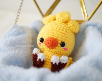 Modello all'uncinetto di Amigurumi di pollo giallo/Bambola di peluche/Accessorio per borse (PDF)