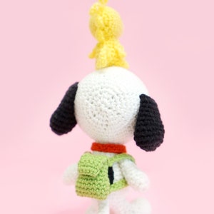 Patron au crochet d'un ami amigurumi blanc chien et oiseau/poupée peluche/bijou de sac PDF image 4