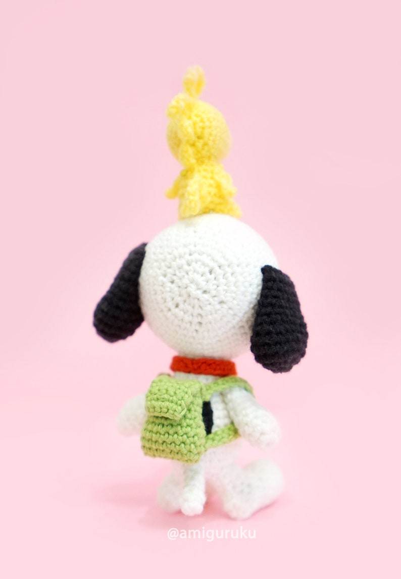 Patron au crochet d'un ami amigurumi blanc chien et oiseau/poupée peluche/bijou de sac PDF image 4