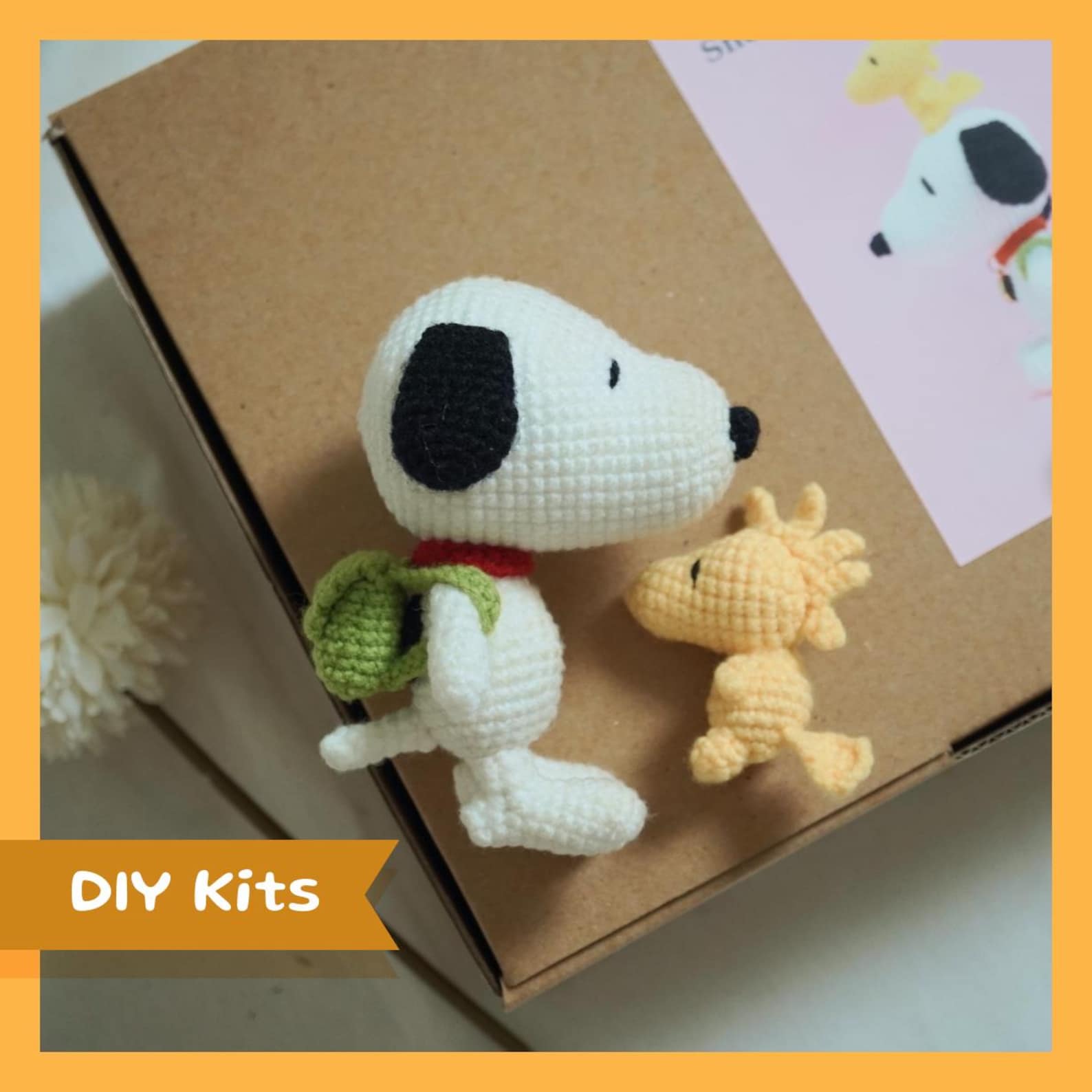 DIY Crochet Kits - White Beagle and Yellow Bird