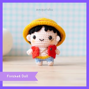 Finished Doll of cute Little Boy with Straw Hat crochet amigurumi plush