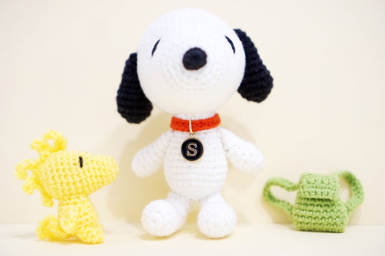 Patron au crochet d'un ami amigurumi blanc chien et oiseau/poupée peluche/bijou de sac PDF image 3