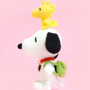 Patron au crochet d'un ami amigurumi blanc chien et oiseau/poupée peluche/bijou de sac PDF image 2