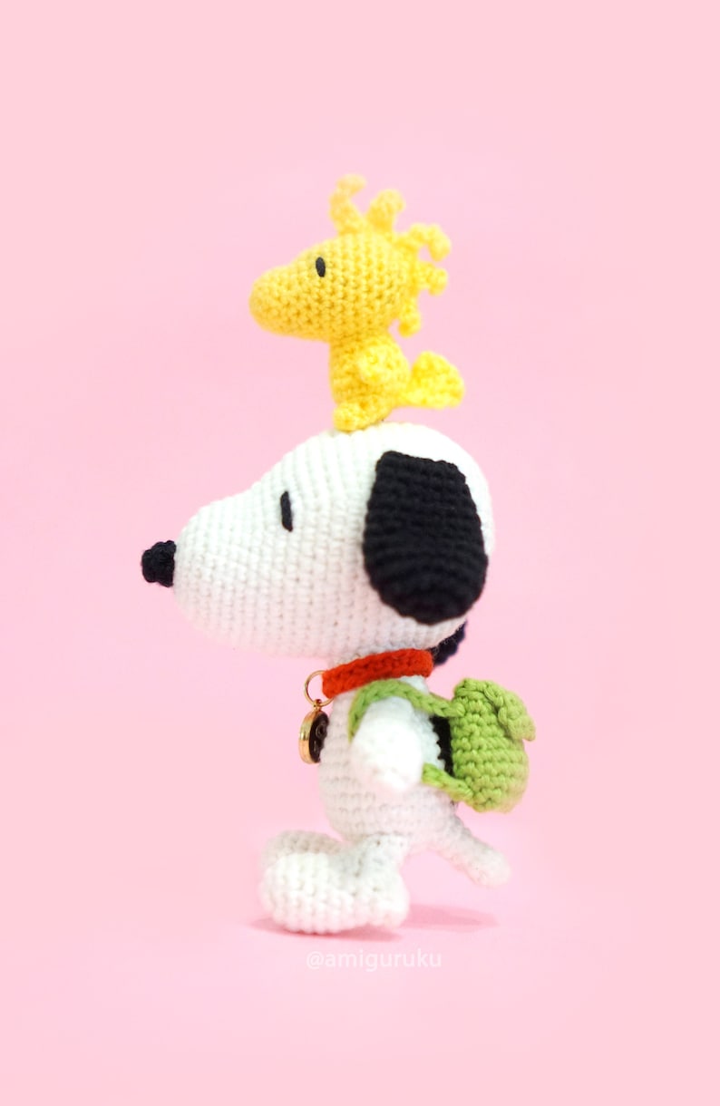 Crochet Pattern of White Dog and Bird Friend Amigurumi/ Plushie Doll/ Bagcharm PDF zdjęcie 2