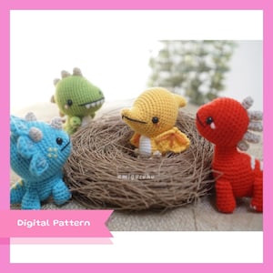 Dinosaur Amigurumi Crochet Pattern: T-Rex, Pterodactyl, Triceratops (PDF)