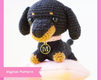 Crochet Dachshund Dog Pattern: Amigurumi Plushie (PDF)