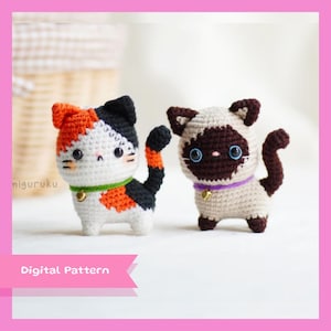 Crochet Pattern of Calico and Siamese Cat Amigurumi - Cat Series (PDF)