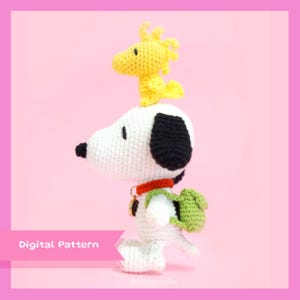 Crochet Pattern of White Dog and Bird Friend Amigurumi/ Plushie Doll/ Bagcharm (PDF)