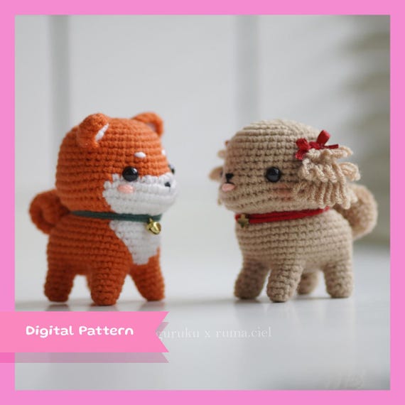 プードルと柴犬の子犬・犬の編みぐるみの編み図（PDF） - Etsy 日本