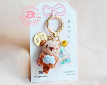 Amigurumi Crochet Otter with Fish (Actual Keychains)