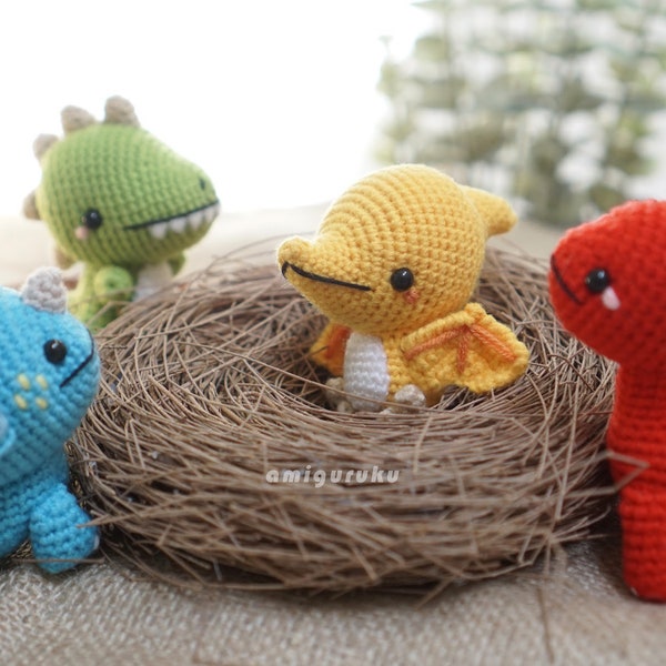 DINO SET 4in1 (Bundle) Crochet Pattern of Cute Dinosaurs T-Rex Pterodactyl Triceratop and Amargasaurs Amigurumi (PDF)