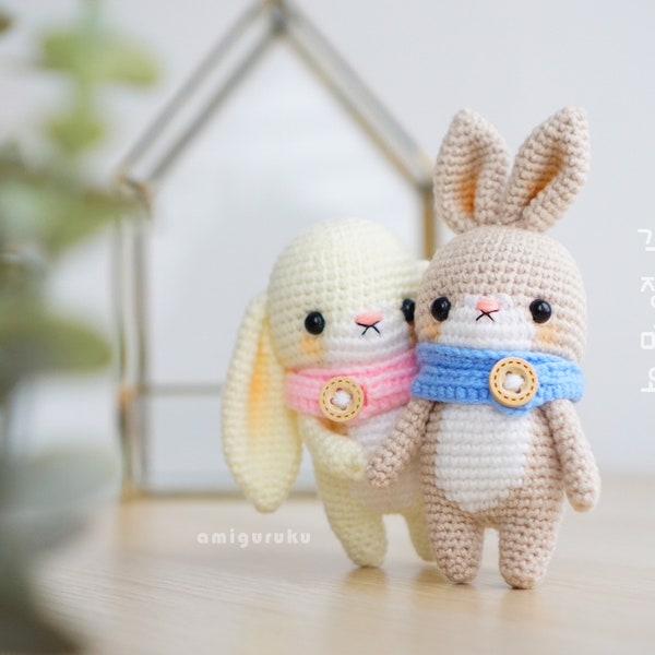 Crochet Pattern of Kiyomi and Cho the Bunny Couple Amigurumi/ Plushie Doll/ Bagcharm (PDF)