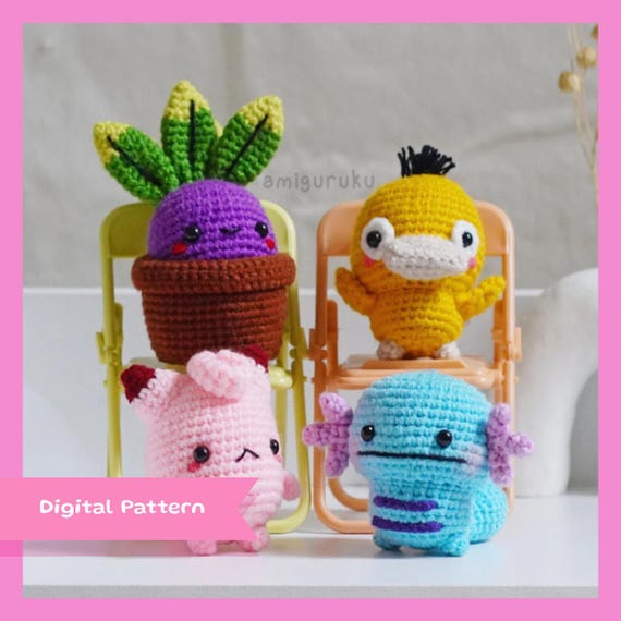 かわいいモンスターの編み図 4in1 あみぐるみ/ぬいぐるみ (PDF) - Etsy