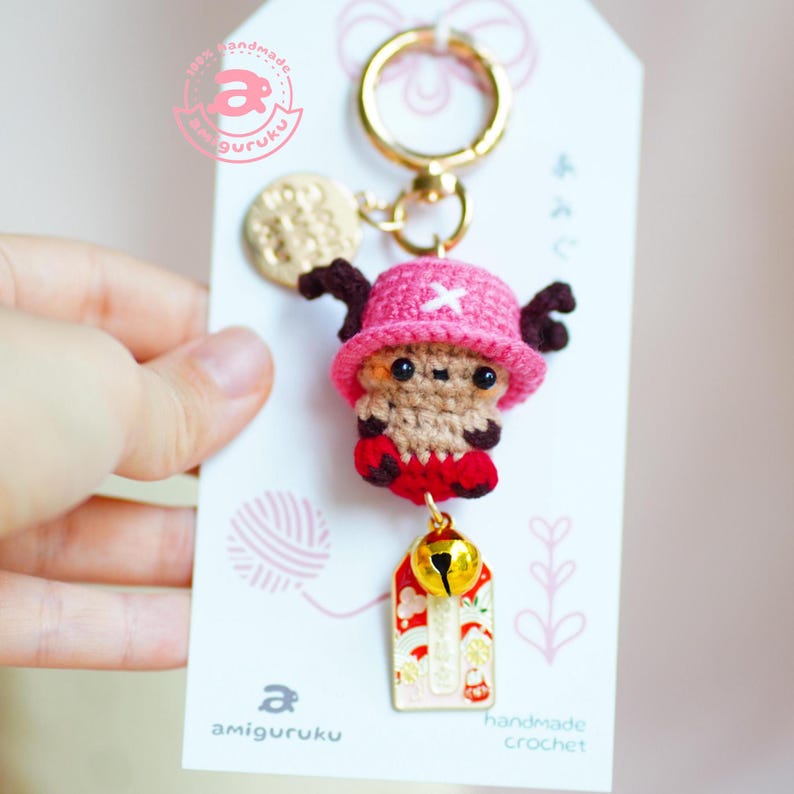 Tony Tony Chopper One Piece Handmade Amigurumi Keychain - Hand for scale