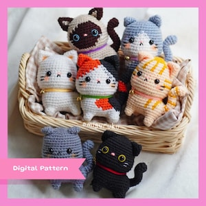 Crochet Pattern of ALL (4+3) CATS Calico - Siamese - Stripped Tabby - Bicolor - Basic Color Cat Amigurumi - Cat Series (PDF)