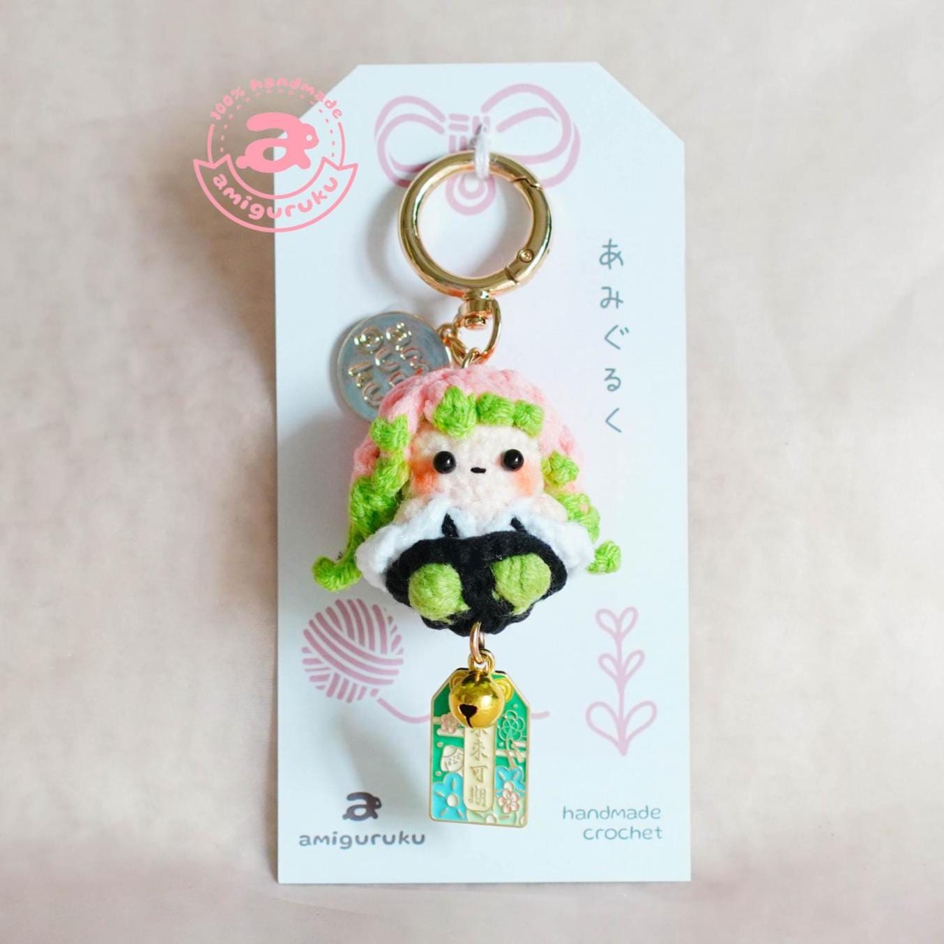 ♢miyumiyu♢K18 デンドリックアゲート4ct チャーム Mini Crochet Amigurumi Keychain Love Sword Maiden (actual Keychain