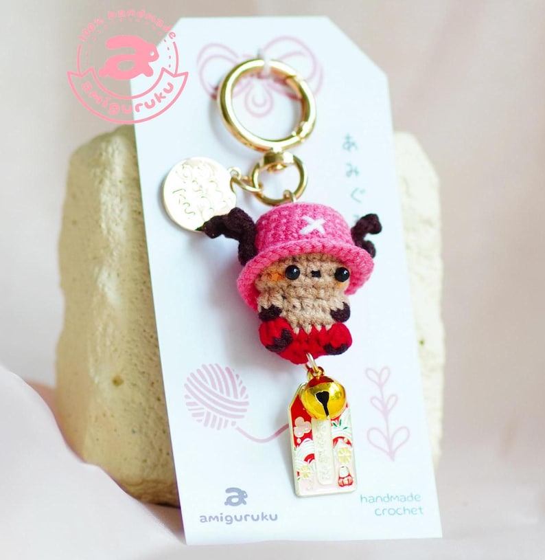 Tony Tony Chopper One Piece Handmade Amigurumi Keychain - Side View