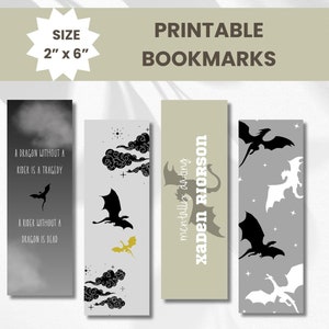 4 marcadores imprimibles de Fourth Wing / Iron Flame / Onyx Storm / Serie Empyrean / Rebecca Yarros / Descarga digital / Impresión en casa / Bookish