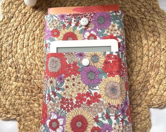 Multicoloured Floral Book Sleeve | Book Pouch | Book Protector | Kindle Pouch