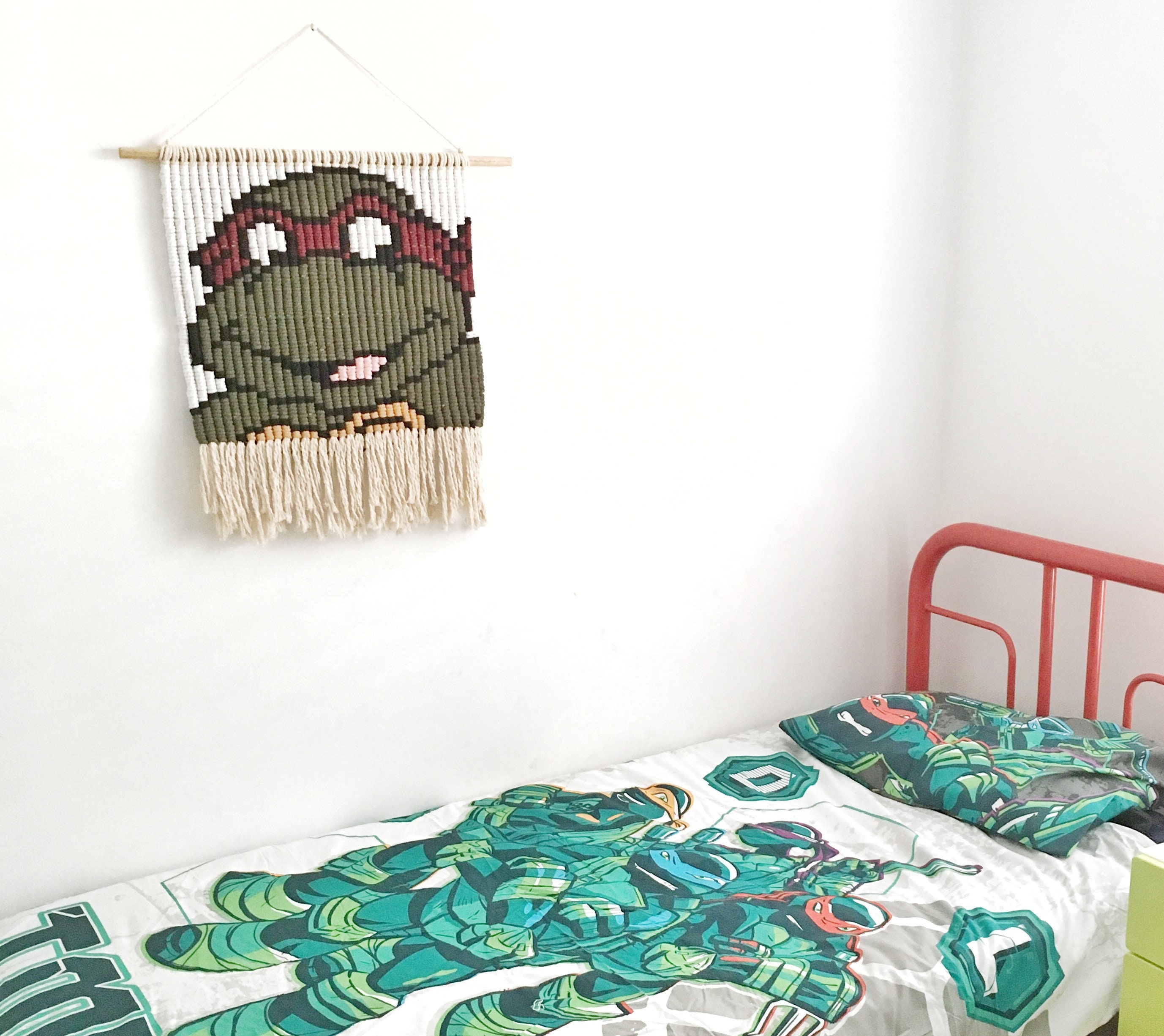 Macrame Tmnt Wall Hanging Superhero Decor Teenage Mutant Etsy