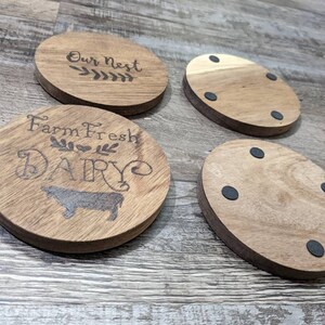 Farmhouse coasters, wooden coasters, wood burned coasters, coasters, rustic coasters, rustic decor, farmhouse decor, dairy cows, farmhouse