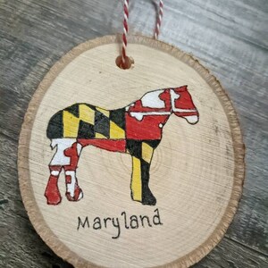 Maryland flag horse ornament, Maryland ornament, Maryland flag, horse ornament, state of Maryland ornament, I love Maryland, flag ornament