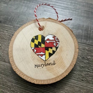 Maryland state flag heart ornament, state ornament, Maryland ornament, Maryland flag ornament, I love Maryland, Maryland flag