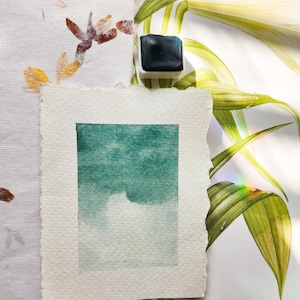 Handmade Watercolor | Teal Mist | Granulating Watercolor Paint | Artist Watercolor| Custom Mixed Half Pan