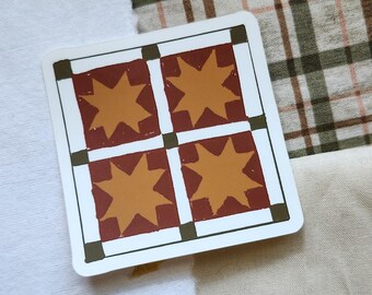 Star Quilt Block Square Art Die Cut Sticker